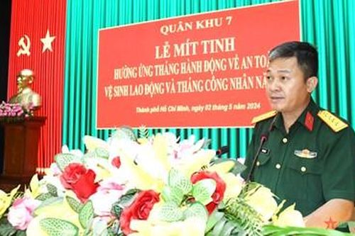 Quân khu 7 mít tinh hưởng ứng Tháng hành động về an toàn, vệ sinh lao động 2024
