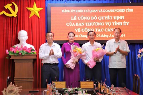Đảng ủy Khối Cơ quan và Doanh nghiệp tỉnh An Giang công bố quyết định của Ban Thường vụ Tỉnh ủy về công tác cán bộ