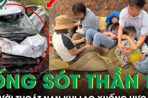 Ô tô mất lái lao xuống vực sâu, 5 người trong gia đình thoát nạn thần kỳ
