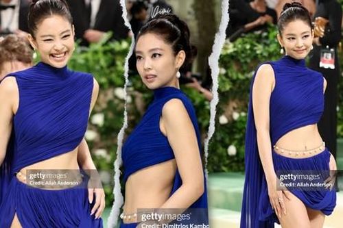 Jennie BLACKPINK diện thiết kế cắt xẻ táo bạo đến Met Gala 2024