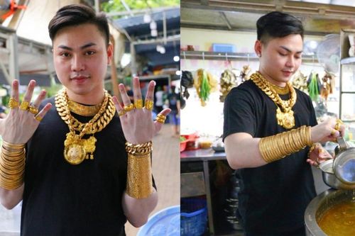 Chàng trai đeo 80 cây vàng khi bán lẩu bò, khách nườm nợp đến 'mục sở thị'