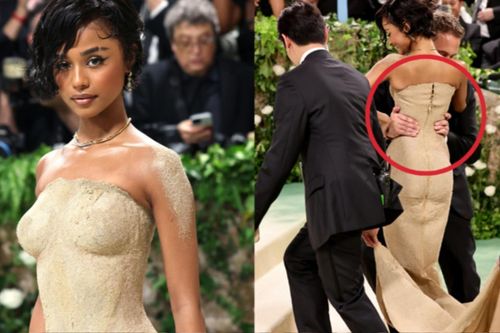 Sao nữ diện váy 'chật' không thể đi, nhờ người 'bế' lên thảm đỏ Met Gala 2024