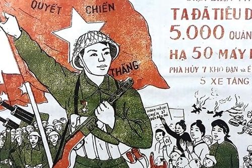Vẽ tranh cổ động tại chiến trường Điện Biên Phủ