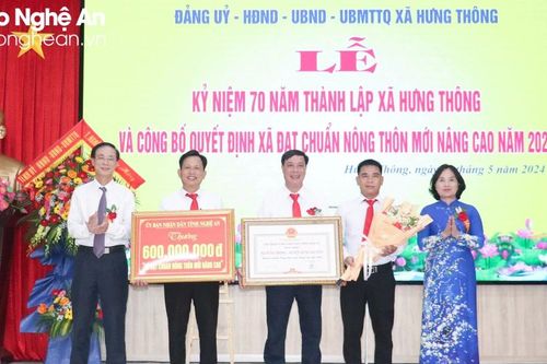 Xã Hưng Thông (huyện Hưng Nguyên) kỷ niệm 70 năm thành lập và đón nhận chuẩn nông thôn mới nâng cao