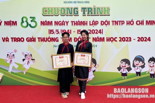Lạng Sơn có 2 đội viên được nhận giải thưởng Kim đồng