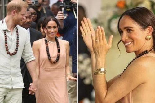 Meghan liên tục chiếm spotlight trong chuyến thăm Nigeria cùng Harry, vẫn gây tranh cãi vì một chiếc váy