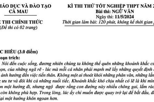 Đề thi Ngữ văn: Một đời như kẻ tìm đường
