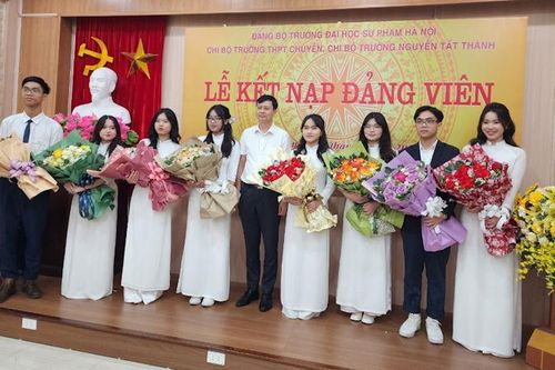 Nhiều học sinh xuất sắc vinh dự được đứng trong hàng ngũ của Đảng
