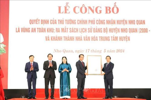 Công nhận huyện Nho Quan (Ninh Bình) là vùng An toàn khu