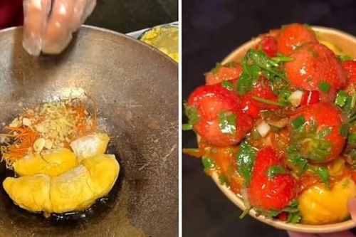 Hàng rong bán món sầu riêng, dâu tây xào tỏi ớt gây tranh cãi