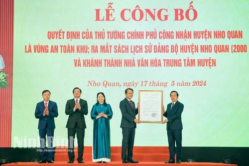 Công nhận huyện Nho Quan là vùng An toàn khu