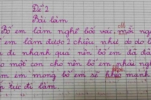 Dân mạng cười 'vỡ bụng' về bài văn tả bố của học sinh lớp 2