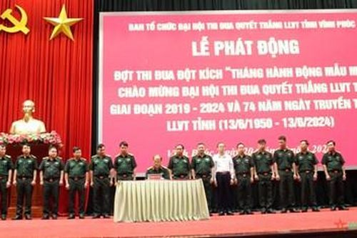 Bộ CHQS tỉnh Vĩnh Phúc phát động đợt thi đua đột kích 'Tháng hành động mẫu mực'