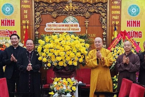 Đoàn Tổng giáo phận Hà Nội chúc mừng chư tôn đức GHPGVN nhân Đại lễ Phật đản Phật lịch 2568