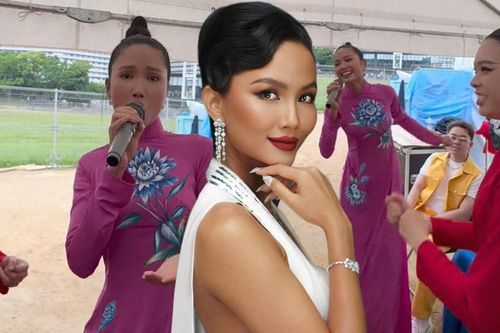 Đang chạy show thì nghe 'bài tủ' vang lên, H'Hen Niê cầm micro hát cực sung ở hậu trường