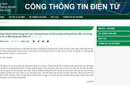 Vì sao Công ty TNHH Đầu tư và Bất động sản Diên Vĩ dính xử phạt?
