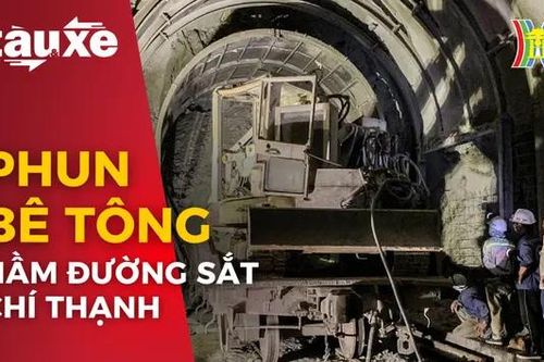 Phun bê tông làm cứng hầm đường sắt Chí Thạnh | Bản tin Tàu và Xe | 23/05/2024