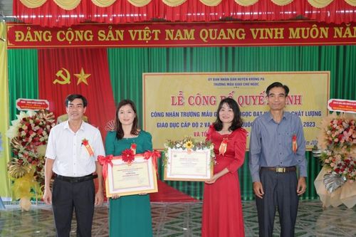 Krông Pa: Trường Mẫu giáo Chư Ngọc đón bằng đạt chuẩn quốc gia mức độ 1