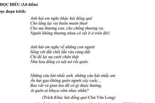 Bài thơ 'Khúc hát đồng quê' vào đề thi thử tốt nghiệp môn Ngữ văn