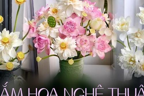 Cắm hoa sen nghệ thuật bằng cách vô cùng đơn giản, ai cũng làm được chỉ nhờ 1 món đồ giá vài nghìn đồng