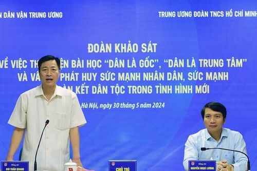 Ban Dân vận T.Ư khảo sát thực hiện bài học 'Dân là gốc', 'Dân là trung tâm' trong Đoàn Thanh niên