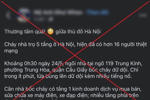 Xử phạt 2 người đăng tin sai sự thật về vụ cháy nhà trọ ở Hà Nội