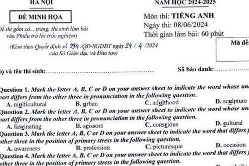 TUYỂN SINH LỚP 10 THPT năm 2024 của HÀ NỘI: Gợi ý ôn luyện, giải đề minh họa môn Tiếng Anh