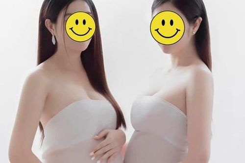 Cặp sao nữ Vbiz khoe ảnh đôi lộ rõ bụng bầu ở tháng cuối thai kỳ