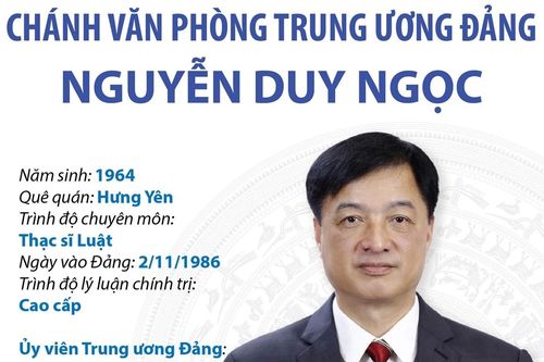 Ủy viên Trung ương Đảng, Chánh Văn phòng Trung ương Đảng Nguyễn Duy Ngọc