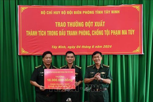 Khen thưởng lực lượng bắt vụ vận chuyển trái phép 260 gói 'nước vui' về Việt Nam
