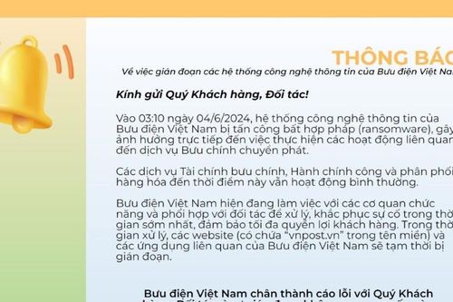 Hệ thống CNTT Bưu điện Việt Nam bị tấn công bởi mã độc tống tiền, vẫn chưa thể khắc phục