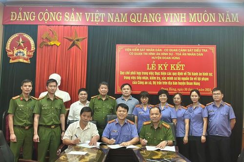 VKSND huyện Đoan Hùng ký Quy chế phối hợp với các cơ quan tố tụng trên địa bàn