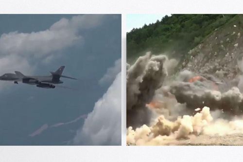 Video chiến đấu cơ B-1B phóng vũ khí chính xác trong tập trận ở bán đảo Triều Tiên
