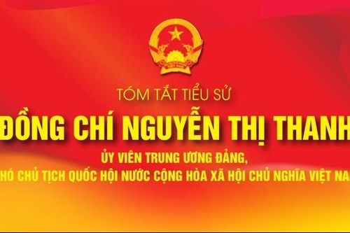 TÓM TẮT TIỂU SỬ ĐỒNG CHÍ NGUYỄN THỊ THANH - ỦY VIÊN TRUNG ƯƠNG ĐẢNG, PHÓ CHỦ TỊCH QUỐC HỘI NƯỚC CỘNG HÒA XÃ HỘI CHỦ NGHĨA VIỆT NAM