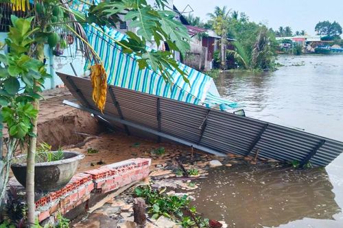 Vĩnh Long: Khẩn trương dời tài sản người dân tại các điểm sạt lở dọc bờ sông Măng