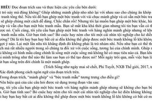 Đề thi thử Ngữ văn: Sống như ngày mai sẽ chết