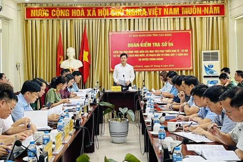 Phó Chủ tịch UBND tỉnh Trịnh Trường Huy kiểm tra tình hình thực hiện các mục tiêu phát triển kinh tế - xã hội tại huyện Trùng Khánh.