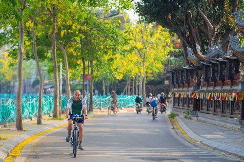 Những con đường ven hồ Tây đẹp nao lòng mùa hoa đa sắc màu
