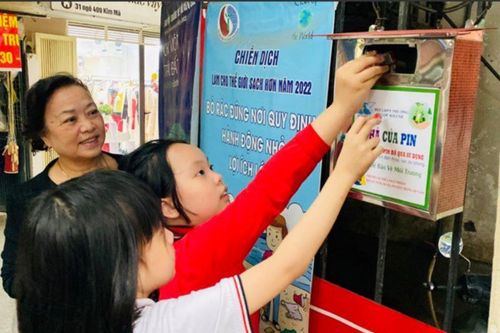 Mô hình thu gom pin đã qua sử dụng ở phường Ngọc Khánh