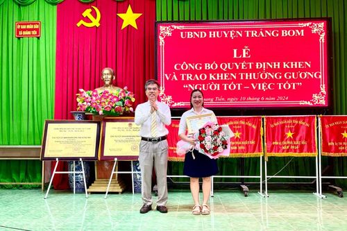 Huyện Trảng Bom khen thưởng đột xuất gương người tốt, việc tốt