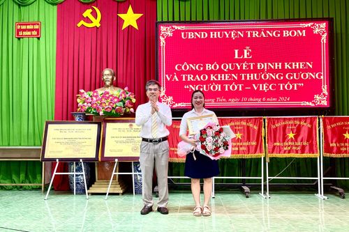 Trảng Bom khen thưởng đột xuất gương người tốt, việc tốt