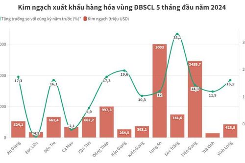 ĐBSCL mang về kim ngạch xuất khẩu bao nhiêu trong 5 tháng?