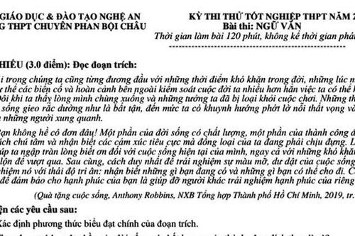 Đề thi Ngữ văn: Sự cần thiết phải biết ơn cuộc sống