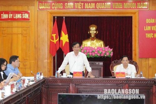 Đoàn khảo sát của Ban Tuyên giáo Trung ương làm việc với Tỉnh ủy về kết quả 10 năm thực hiện Kết luận số 88 của Bộ Chính trị