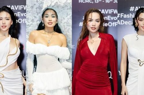 Á hậu Thảo Nhi Lê đội mũ khổng lồ tại thảm đỏ Tuần lễ Thời trang Quốc tế Việt Nam