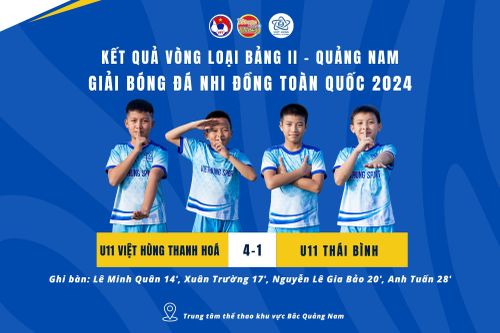 U11 Việt Hùng Thanh Hóa cầm chắc vé dự vòng chung kết giải Bóng đá Nhi đồng (U11) toàn quốc năm 2024