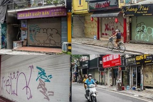 Hàng loạt ngôi nhà, cửa hàng mặt tiền quận Tây Hồ bị vẽ bậy