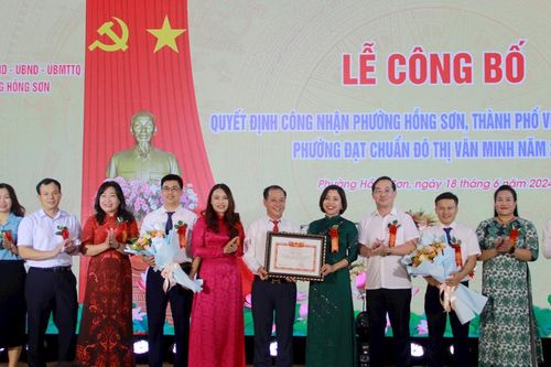 Phường Hồng Sơn đạt chuẩn đô thị văn minh đầu tiên của TP. Vinh