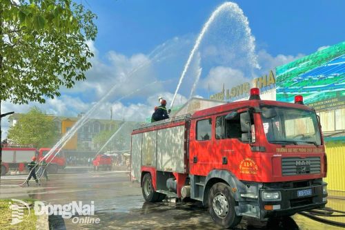Diễn tập phòng cháy tại chợ Long Thành có hơn 1 ngàn hộ kinh doanh