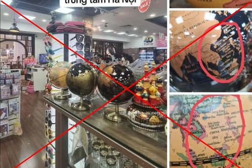 Hà Nội: Công an vào cuộc vụ quả địa cầu ở nhà sách Tân Việt có hình đường lưỡi bò phi pháp